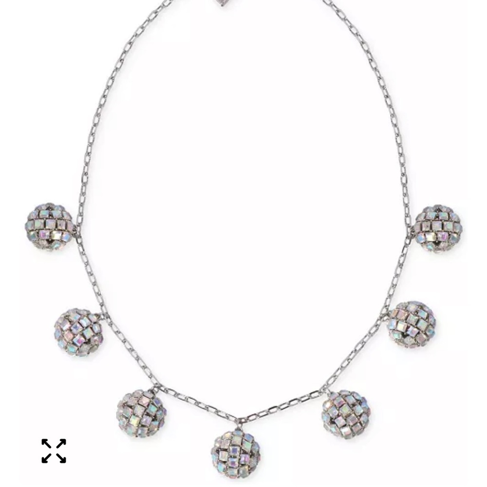 Sparkly Silver Rhinestone Disco Ball Necklace
